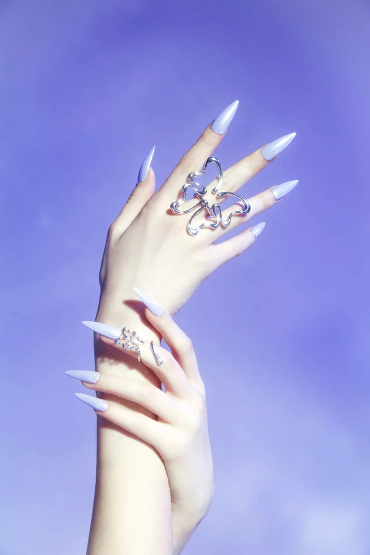Silver Butterfly Nail Midi Ring - Image 2