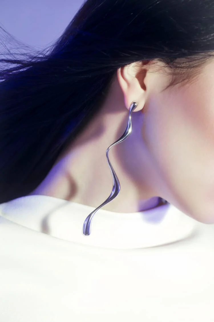 Silver Dangle Liquid Earring