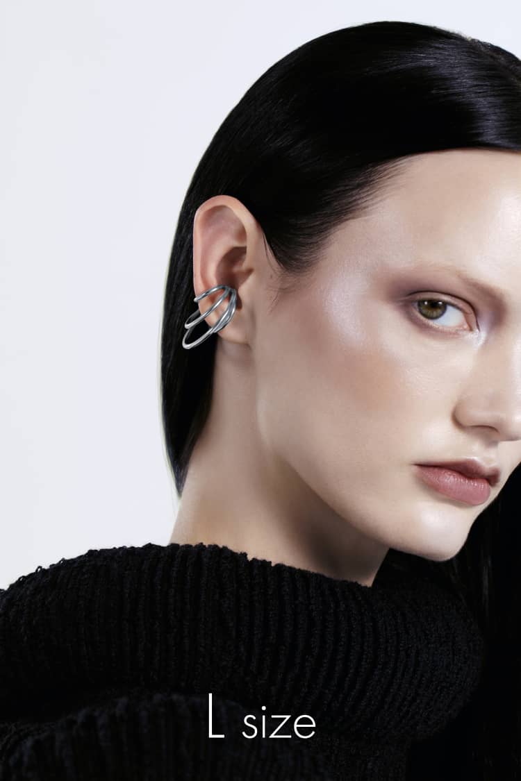 Large Silver Coils Ear Cuff - Image 4
