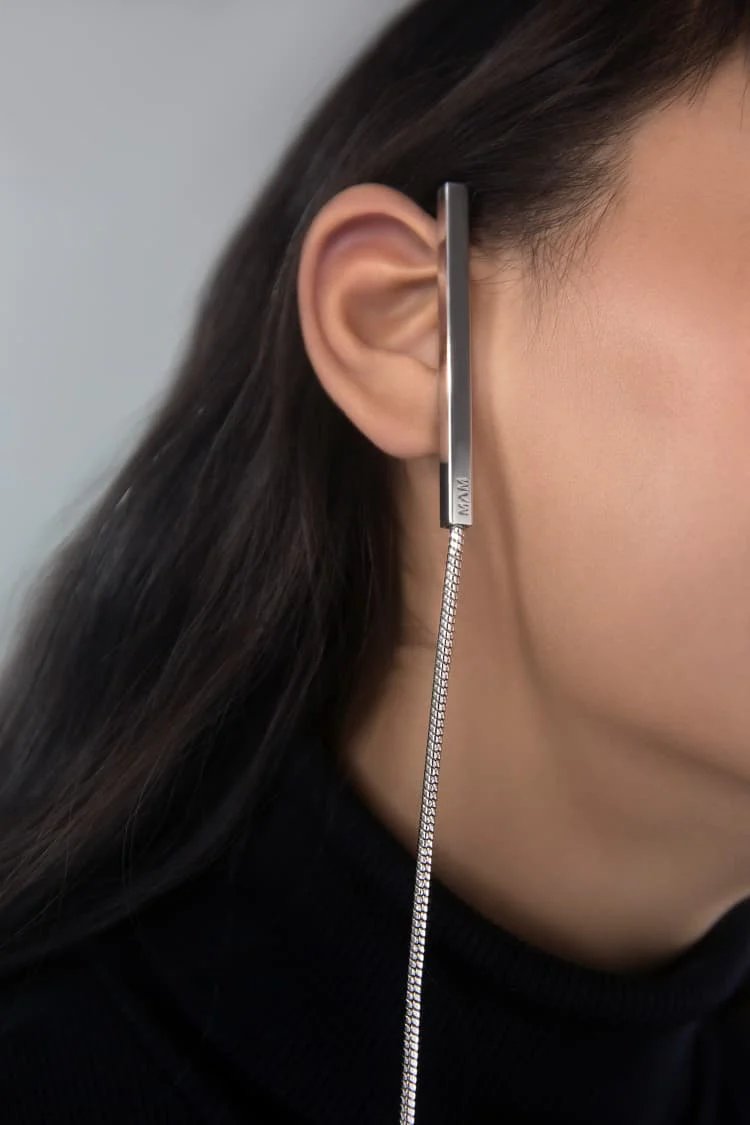 Silver Long Chain Ear Cuff - Image 3