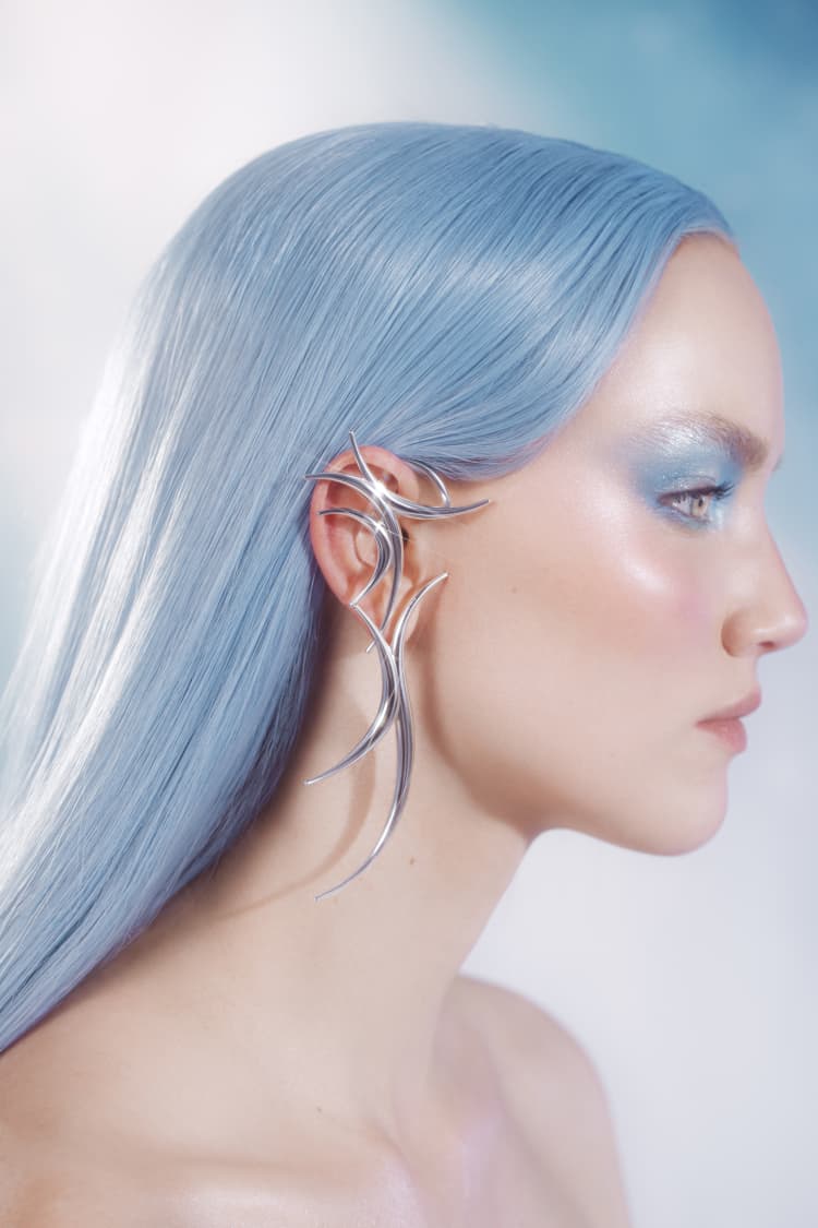 Silver Spiked Full Ear Cuff - Image 3